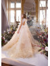 Halter Neck Beaded Champagne Tulle Ruffled Flower Girl Dress